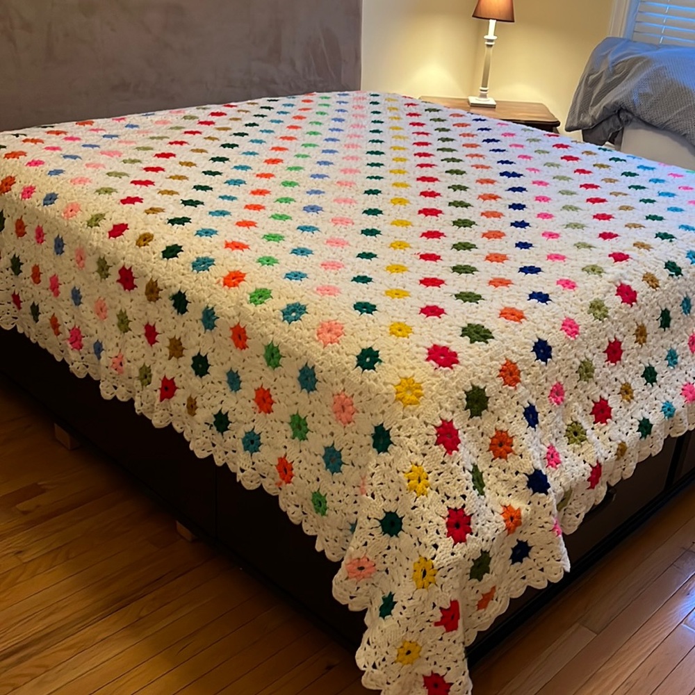 King Size Hand Crochet bed spread many hours and days.